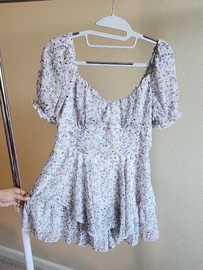 Ruffled Floral Puff-Sleeve Summer Romper